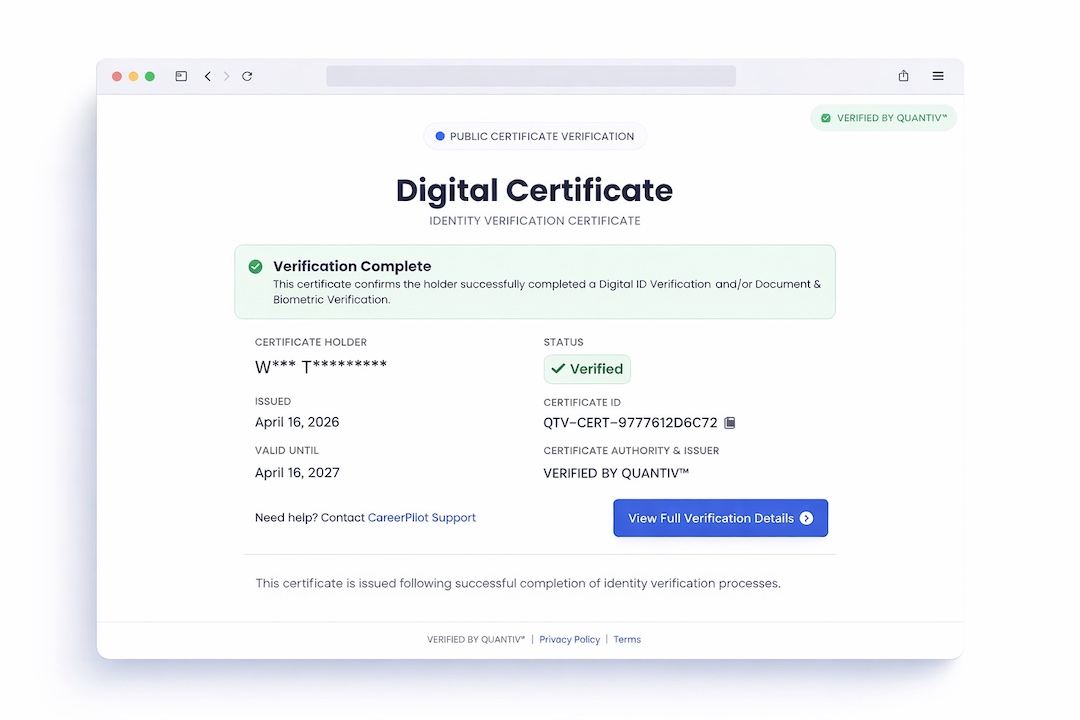 CareerPilot Digital Certificate